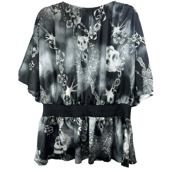 Victoria Secret XL Halloween Skulls Black Gray Set Top Pants Wide Leg Grunge - Picture 5 of 9